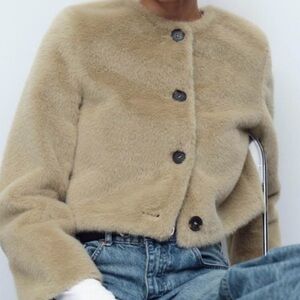Zara Cream Teddy Jacket